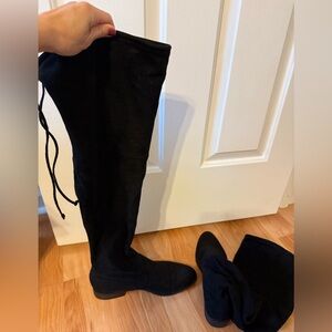 Unisa Black Over-the-Knee Boots Faux Suade